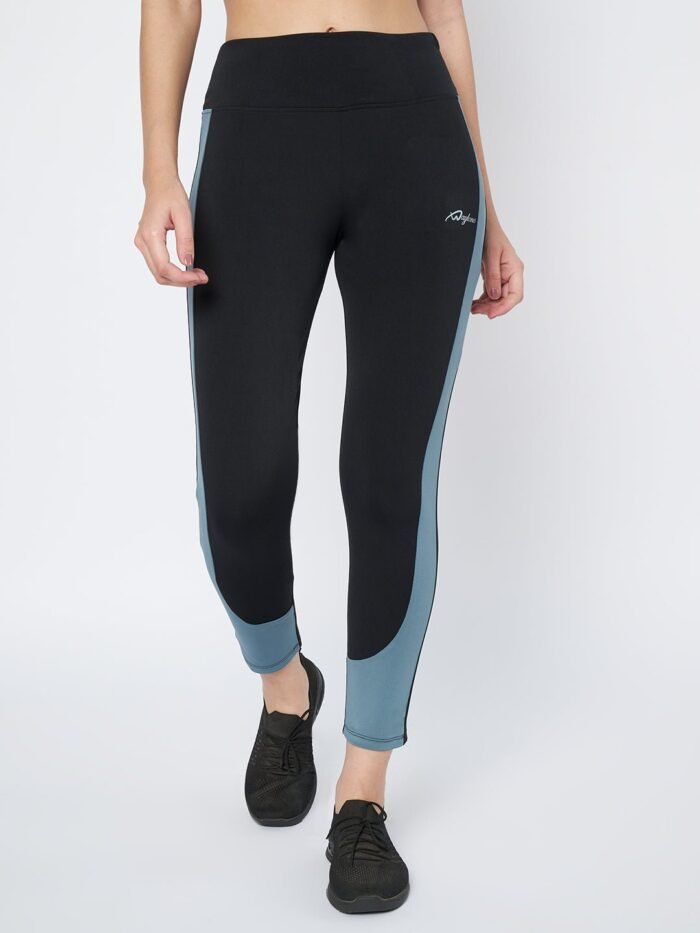 Waylene High-Waist Black and Airforce Blue Sports Tights for Women, Ideal for Yoga and Fitness, Shop Online, Buy Online - Image 2