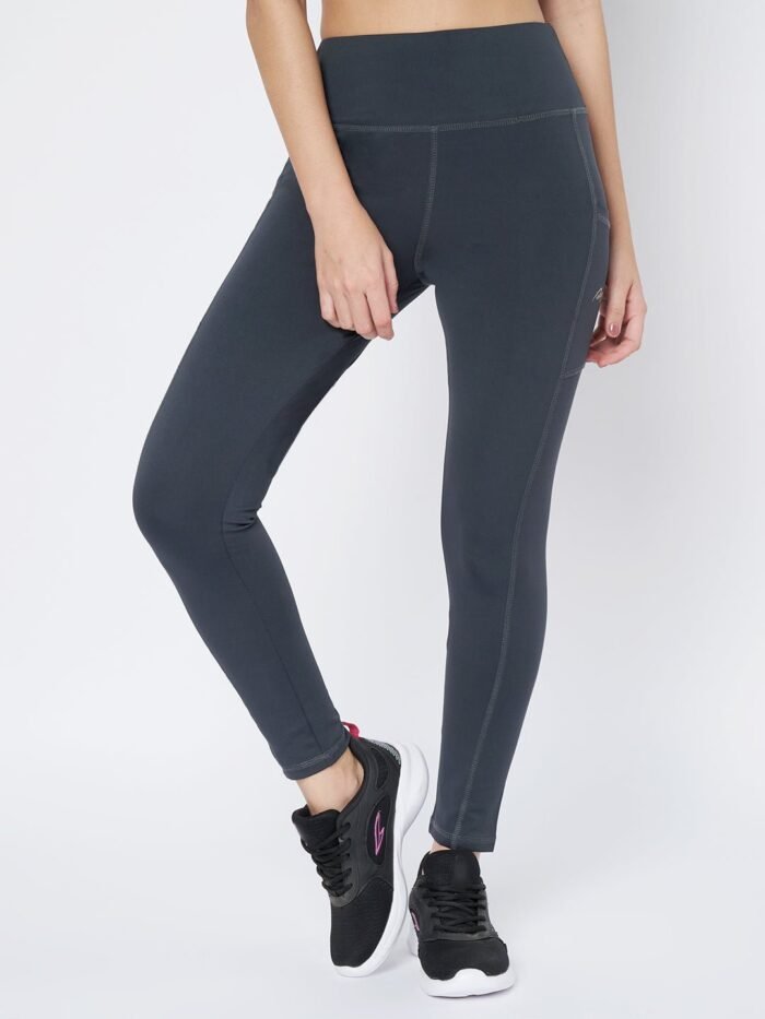 Waylene Dark Grey High-Rise Fitness Leggings for Women - Moisture-Wicking, 4-Way Stretch Fabric, Perfect for Yoga and Gym, Shop Online - Image 2