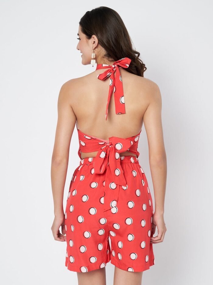 Waylene Red Polka Dot Jumpsuit for Women, Casual Wear, Shop Online, Buy Online - Image 4