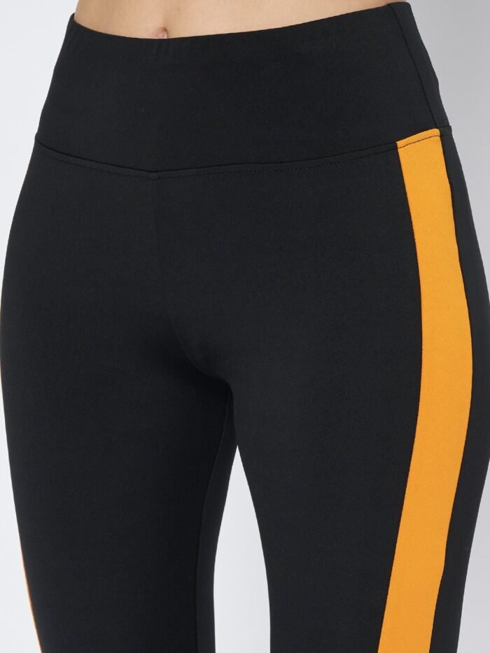 Waylene High-Performance Black and Mustard Gym Tights for Women, Shop Online, Buy Online - Image 5