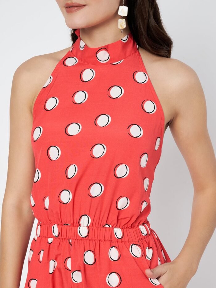 Waylene Red Polka Dot Jumpsuit for Women, Casual Wear, Shop Online, Buy Online - Image 5