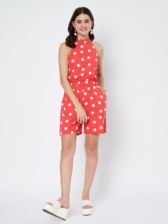 Waylene Red Polka Dot Jumpsuit for Women, Casual Wear, Shop Online, Buy Online - Image 6