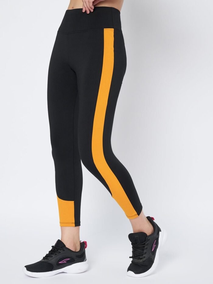 Waylene High-Performance Black and Mustard Gym Tights for Women, Shop Online, Buy Online - Image 6