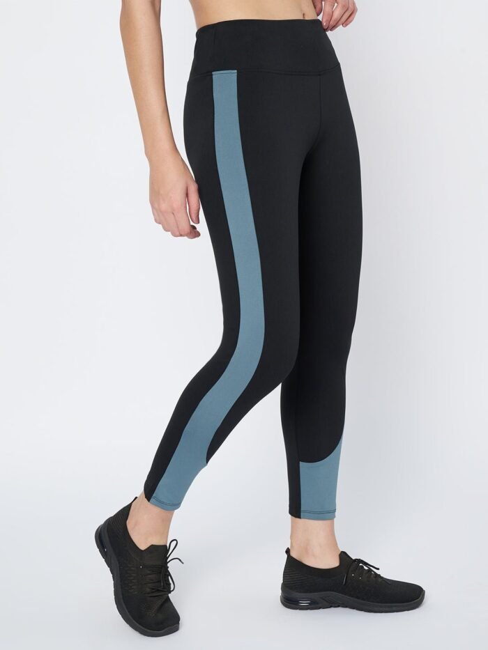 Waylene High-Waist Black and Airforce Blue Sports Tights for Women, Ideal for Yoga and Fitness, Shop Online, Buy Online - Image 6