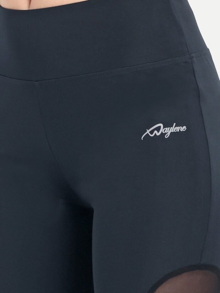Waylene Women's Navy Blue High-Waisted Sports Capris with Mesh Panels | Yoga & Gym Wear India - Image 4