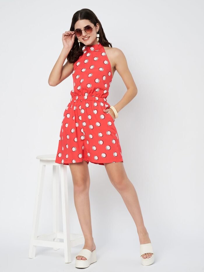 Waylene Red Polka Dot Jumpsuit for Women, Casual Wear, Shop Online, Buy Online - Image 7