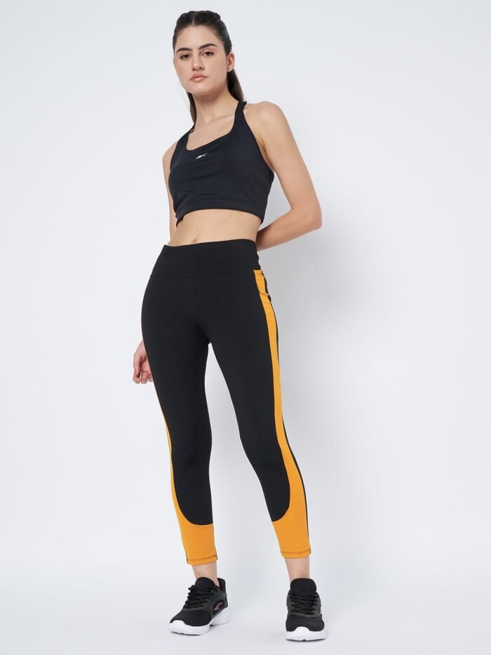 Waylene High-Performance Black and Mustard Gym Tights for Women, Shop Online, Buy Online - Image 7