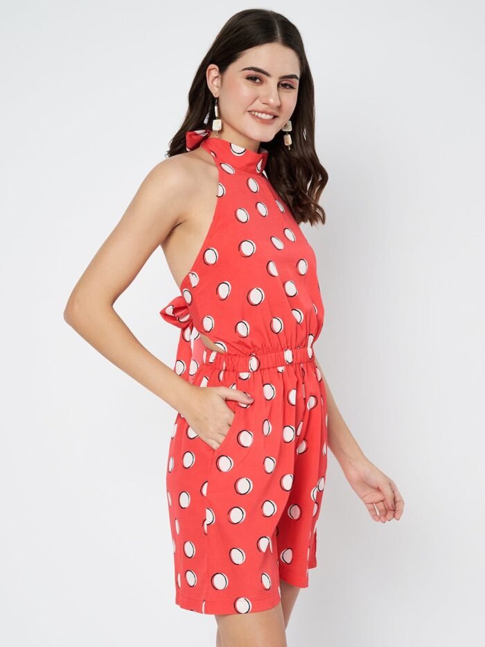 Waylene Red Polka Dot Jumpsuit for Women, Casual Wear, Shop Online, Buy Online