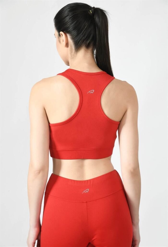 Waylene Women's Red Racerback Sports Bra | Non-Wired & Lightly Padded | Gym & Yoga Wear India - Image 2