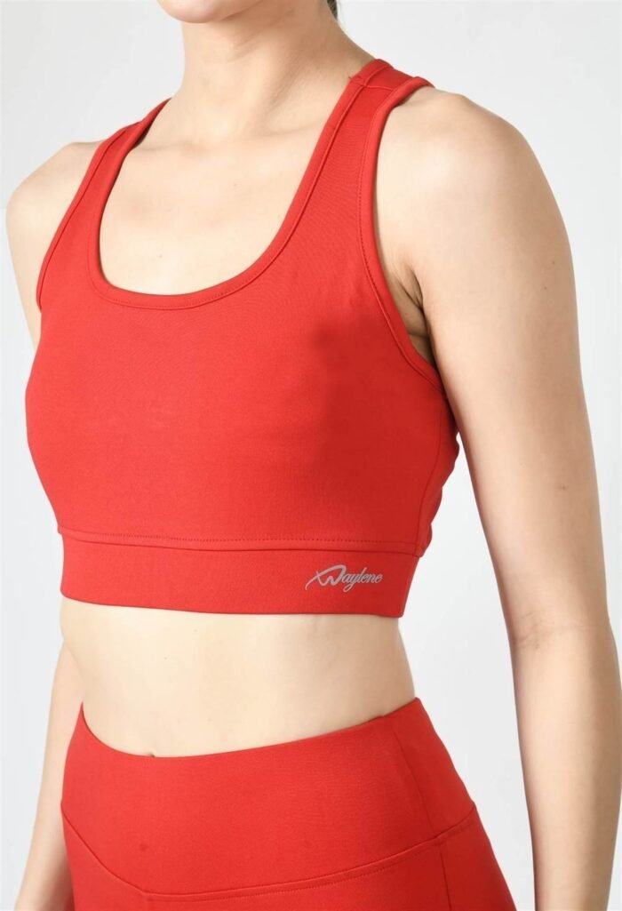 Waylene Women's Red Racerback Sports Bra | Non-Wired & Lightly Padded | Gym & Yoga Wear India - Image 3