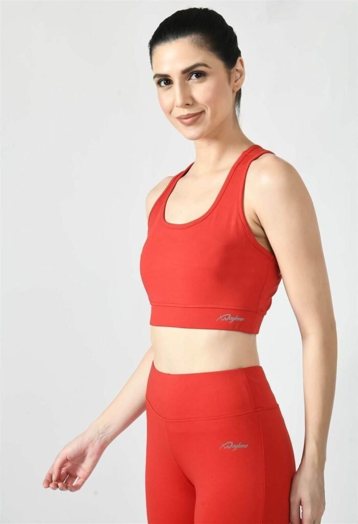 Waylene Women's Red Racerback Sports Bra | Non-Wired & Lightly Padded | Gym & Yoga Wear India - Image 4