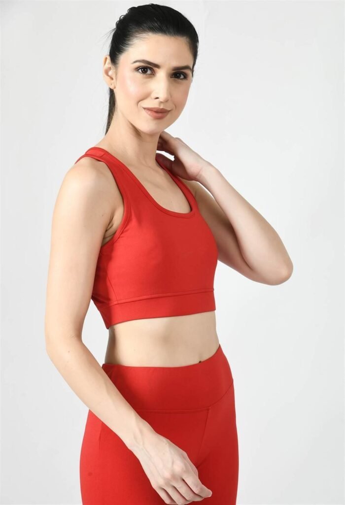 Waylene Women's Red Racerback Sports Bra | Non-Wired & Lightly Padded | Gym & Yoga Wear India