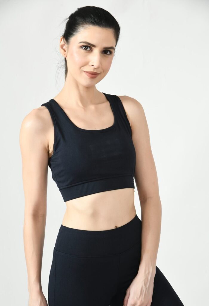 Waylene Women's Black Racerback Sports Bra | Non-Wired & Lightly Padded | Gym & Yoga Wear India