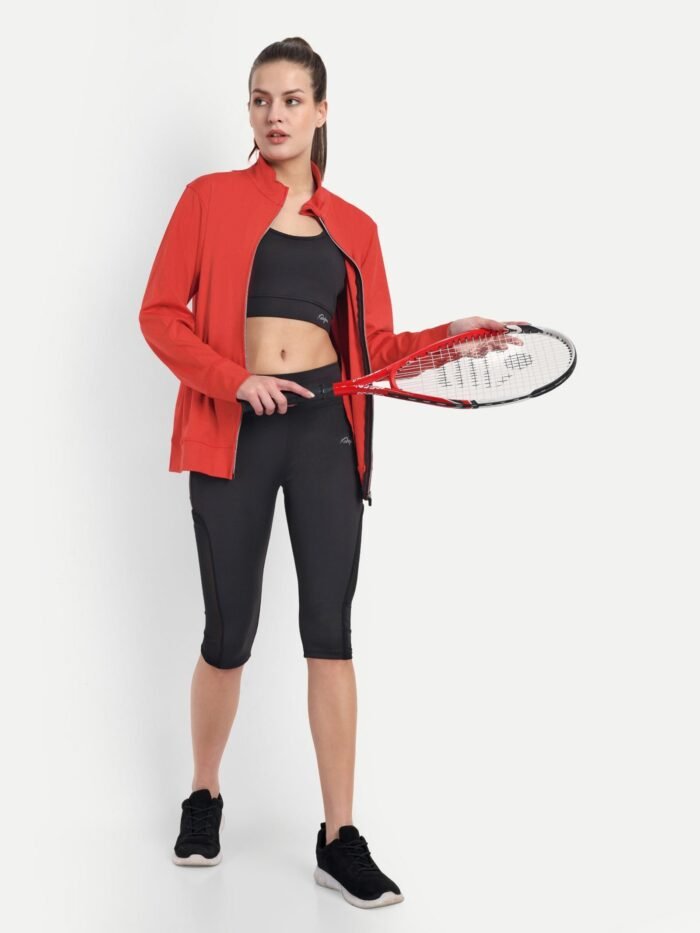 Waylene Red 4-Way Stretch Training Jacket for Women - Ideal for Gym & Casual Wear, Shop Online, Buy Online - Image 5