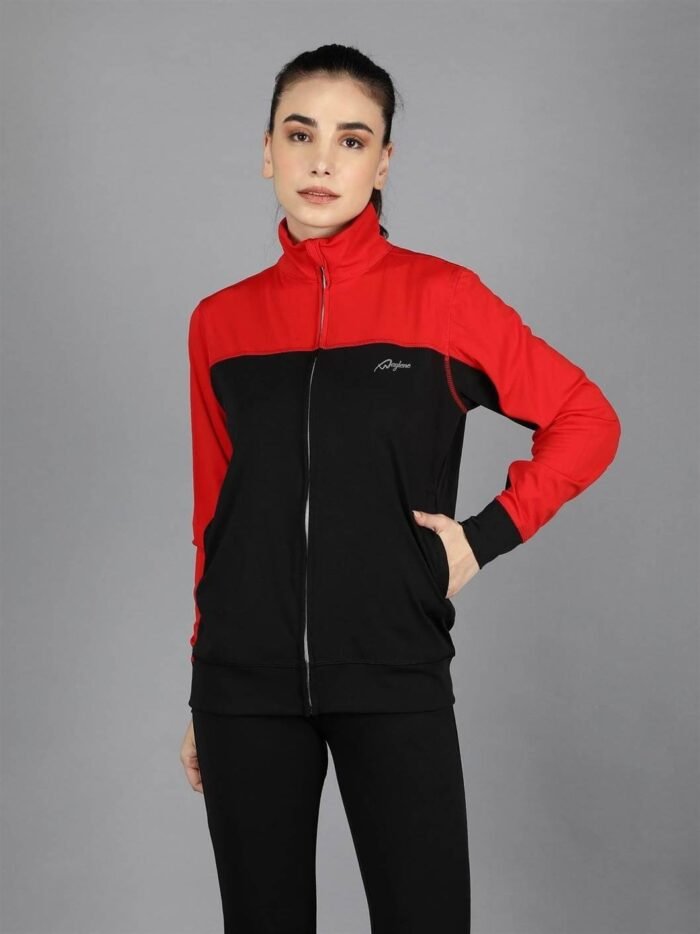 Waylene Red and Black Color Sweatshirt for Women, Ideal for Casual Wear, Shop Online, Buy Online