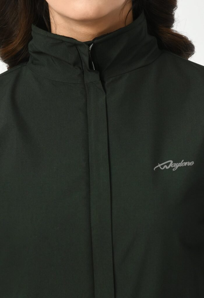 Olive Green Waterproof Winter Jacket for Women by Waylene | Stylish Outdoor Wear for Hiking and Skiing | Buy Online - Image 7