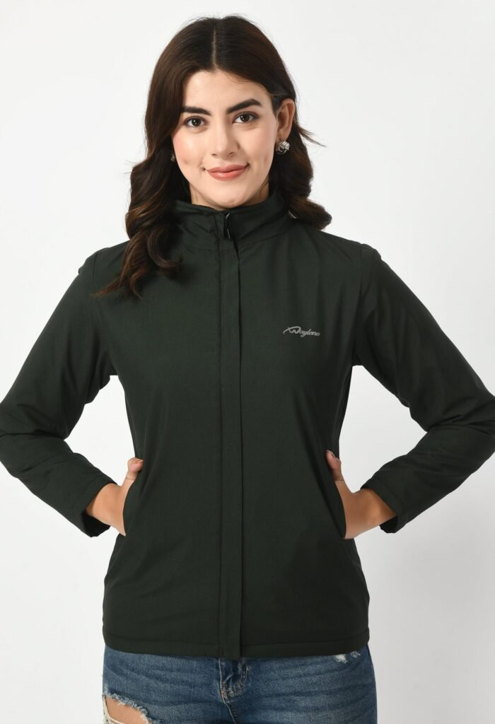 Olive Green Waterproof Winter Jacket for Women by Waylene | Stylish Outdoor Wear for Hiking and Skiing | Buy Online