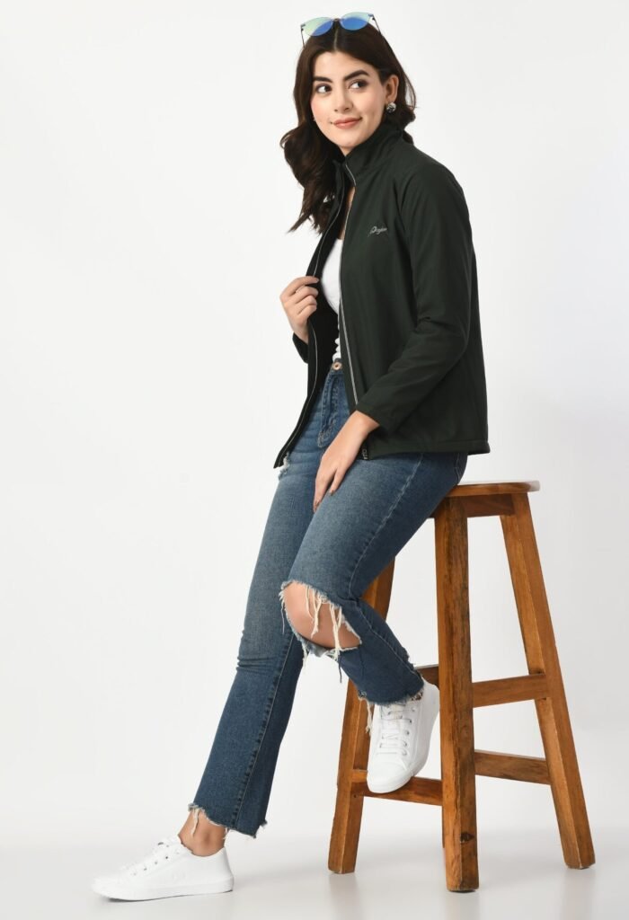 Olive Green Waterproof Winter Jacket for Women by Waylene | Stylish Outdoor Wear for Hiking and Skiing | Buy Online - Image 3