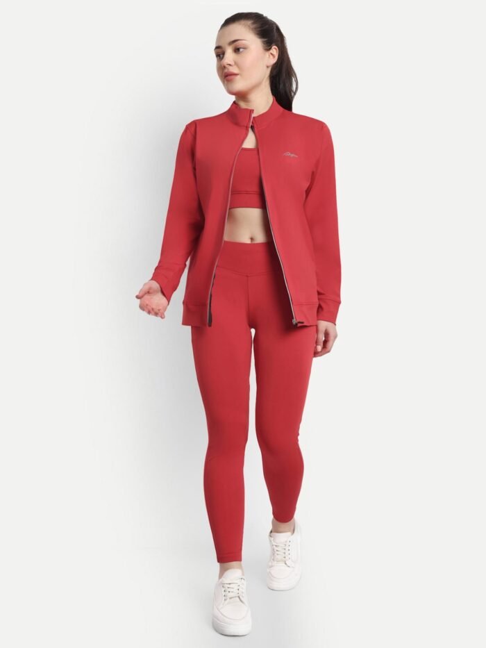 Red High-Performance Activewear Tracksuit by Waylene - Moisture-Wicking, Breathable Gym Set for Women | Buy Online - Image 7