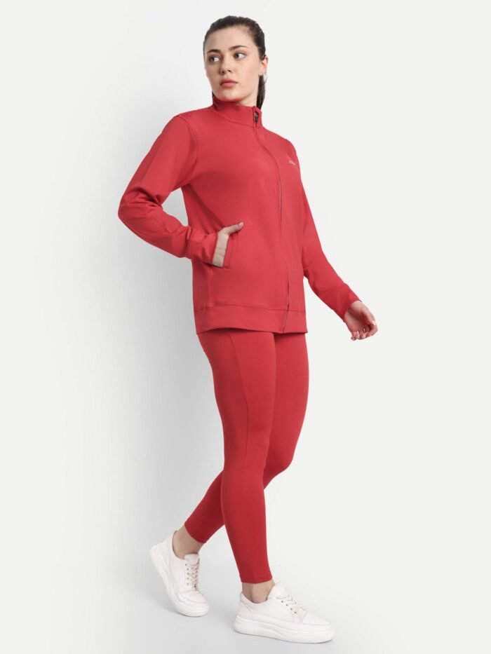 Red High-Performance Activewear Tracksuit by Waylene - Moisture-Wicking, Breathable Gym Set for Women | Buy Online - Image 2