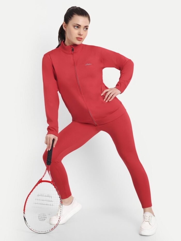 Red High-Performance Activewear Tracksuit by Waylene - Moisture-Wicking, Breathable Gym Set for Women | Buy Online
