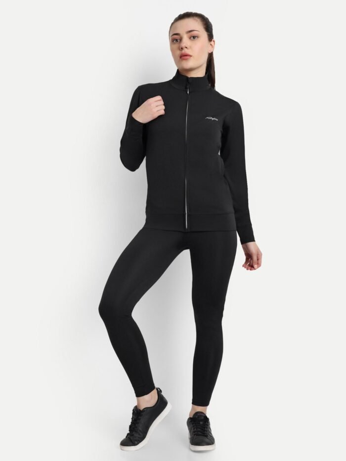 Waylene Premium Black Tracksuit for Women - Moisture-Wicking Polyester-Lycra Gym and Training Wear | Shop Online - Image 3