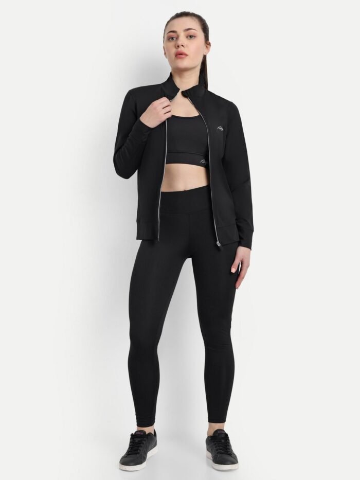 Waylene Premium Black Tracksuit for Women - Moisture-Wicking Polyester-Lycra Gym and Training Wear | Shop Online - Image 7