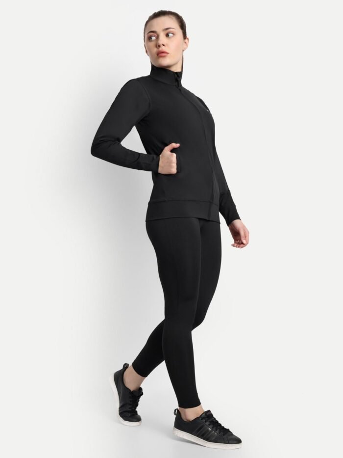 Waylene Premium Black Tracksuit for Women - Moisture-Wicking Polyester-Lycra Gym and Training Wear | Shop Online - Image 2