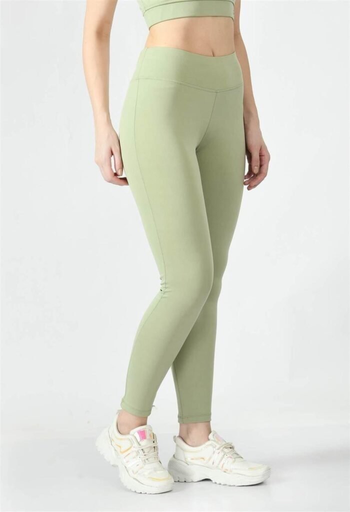 Waylene Ladies Activewear & Gym Wear: High-Waisted Yoga Leggings (Tights) - Light Green (Pista) | Dry-Fit & Slim-Fit - Image 6