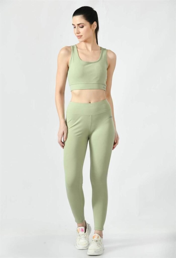 Waylene Ladies Activewear & Gym Wear: High-Waisted Yoga Leggings (Tights) - Light Green (Pista) | Dry-Fit & Slim-Fit - Image 7