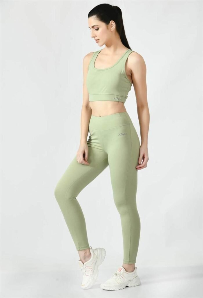 Waylene Ladies Activewear & Gym Wear: High-Waisted Yoga Leggings (Tights) - Light Green (Pista) | Dry-Fit & Slim-Fit - Image 5