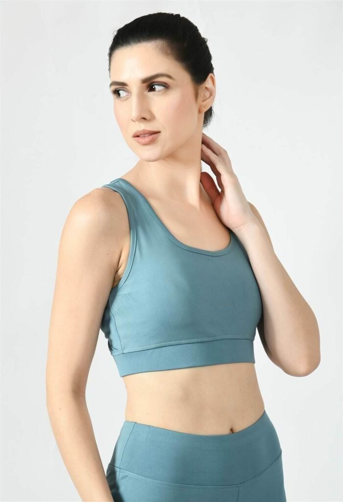 Waylene Women's Light Blue (Air Force Blue) Racerback Sports Bra | Non-Wired & Lightly Padded | Gym & Yoga Wear India - Image 2