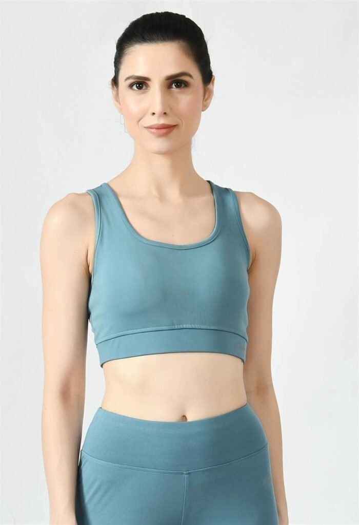 Waylene Women's Light Blue (Air Force Blue) Racerback Sports Bra | Non-Wired & Lightly Padded | Gym & Yoga Wear India - Image 3