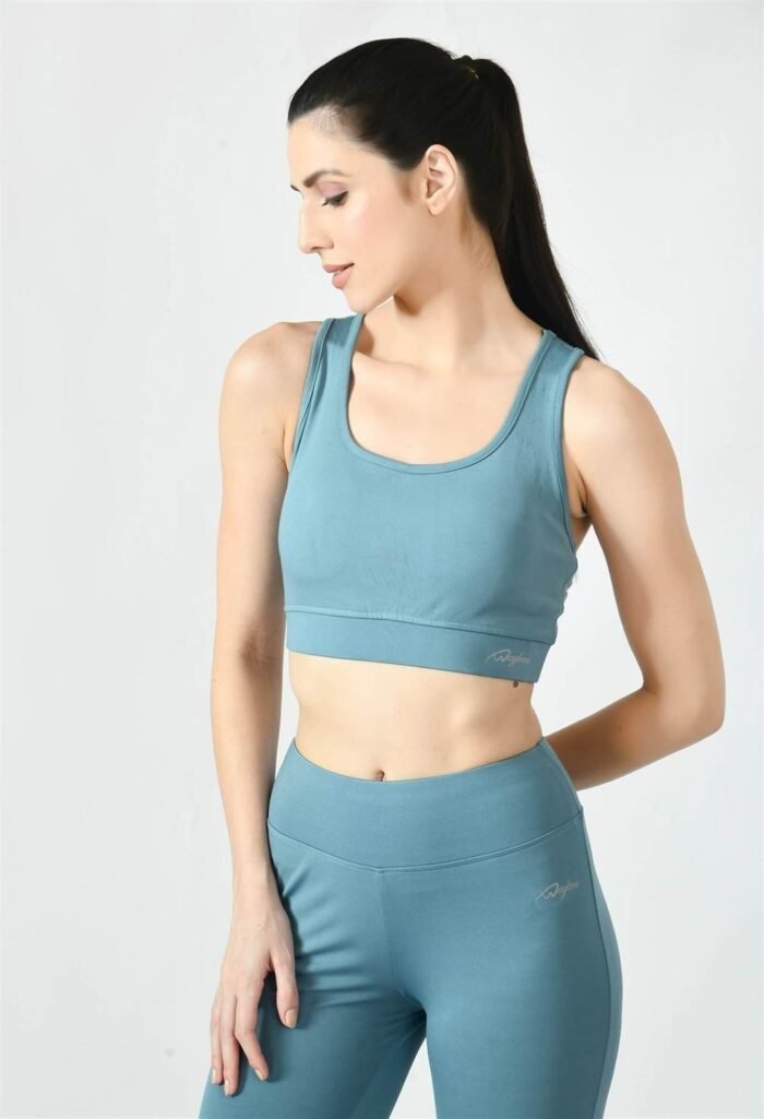 Waylene Women's Light Blue (Air Force Blue) Racerback Sports Bra | Non-Wired & Lightly Padded | Gym & Yoga Wear India