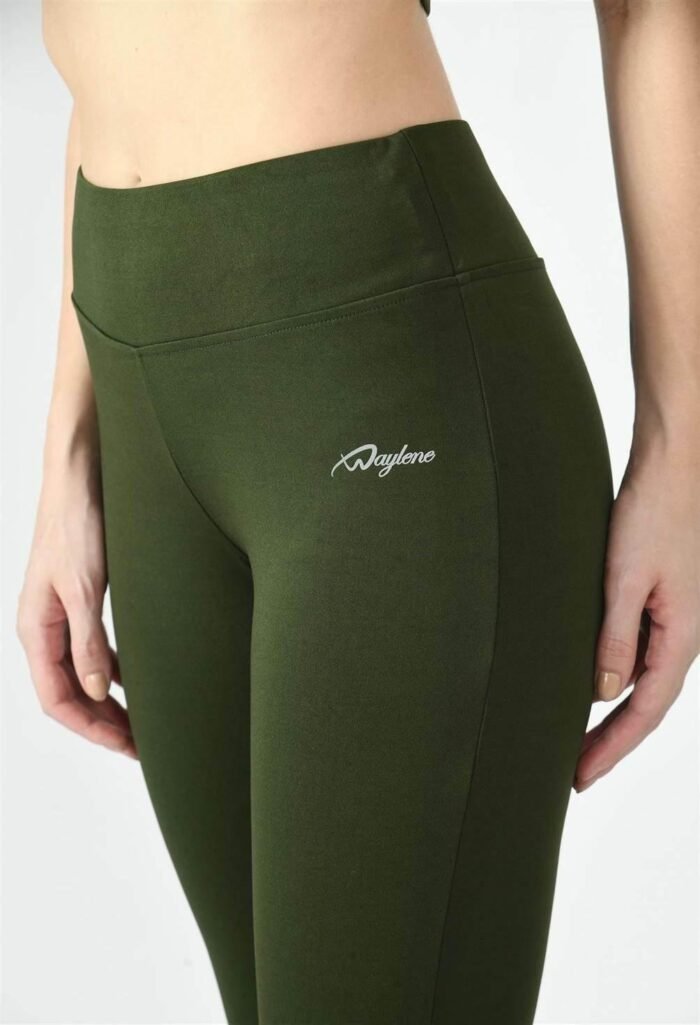 Waylene Ladies Activewear & Gym Wear: High-Waisted Yoga Leggings (Tights) - Olive Green | Dry-Fit & Slim-Fit - Image 4