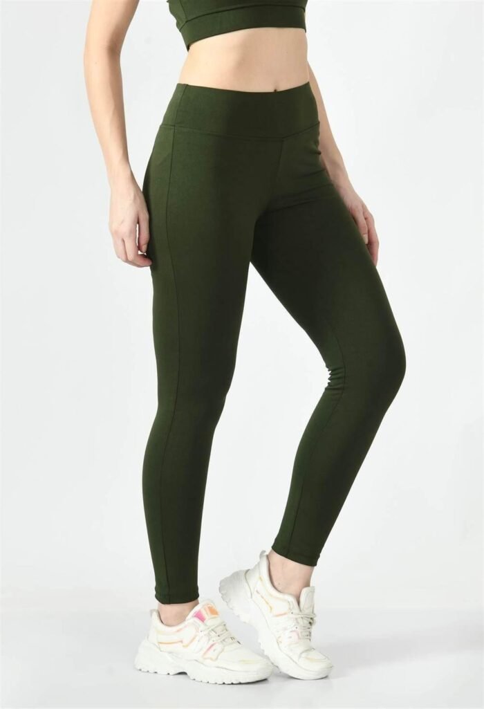Waylene Ladies Activewear & Gym Wear: High-Waisted Yoga Leggings (Tights) - Olive Green | Dry-Fit & Slim-Fit