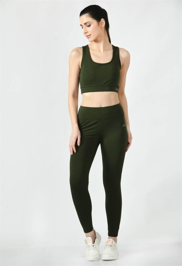 Waylene Women's Olive Green Racerback Sports Bra | Non-Wired & Lightly Padded | Gym & Yoga Wear India - Image 5
