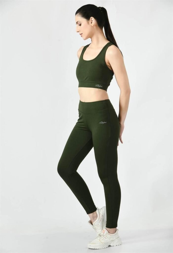 Waylene Ladies Activewear & Gym Wear: High-Waisted Yoga Leggings (Tights) - Olive Green | Dry-Fit & Slim-Fit - Image 5