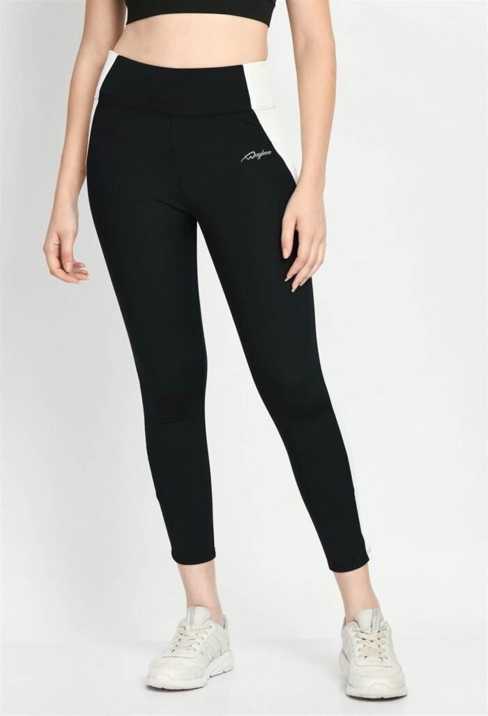 Waylene Color Block Black Tights for Women, Shop Online, Buy Online - Ideal for Gym and Casual Wear - Image 5