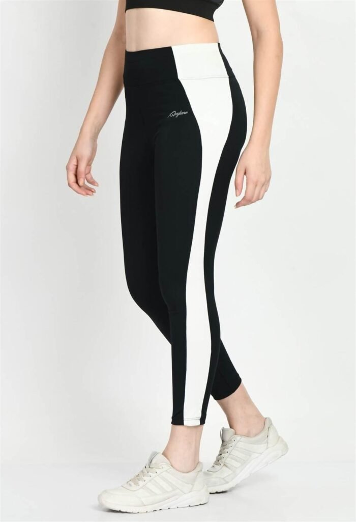 Waylene Color Block Black Tights for Women, Shop Online, Buy Online - Ideal for Gym and Casual Wear