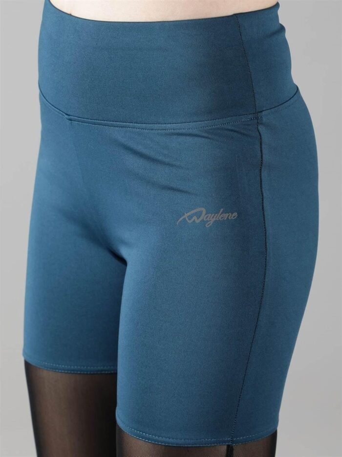 Waylene Women's Light Blue (Teal) High-Waisted Sports Capris with Rounded Mesh | Yoga & Gym Wear India - Image 5