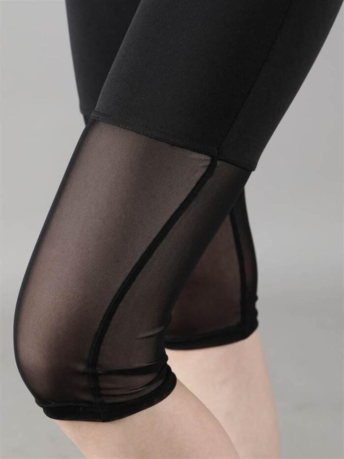 Waylene Women's Black High-Waisted Capri Leggings with Rounded Mesh | Gym & Yoga Wear India - Image 6