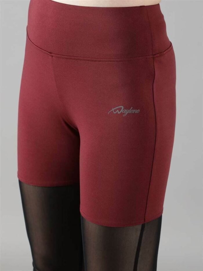 Waylene Women's Track Suit with Stylish Capri Tights in Wine Color for Active Wear, Shop Online, Buy Online - Image 8