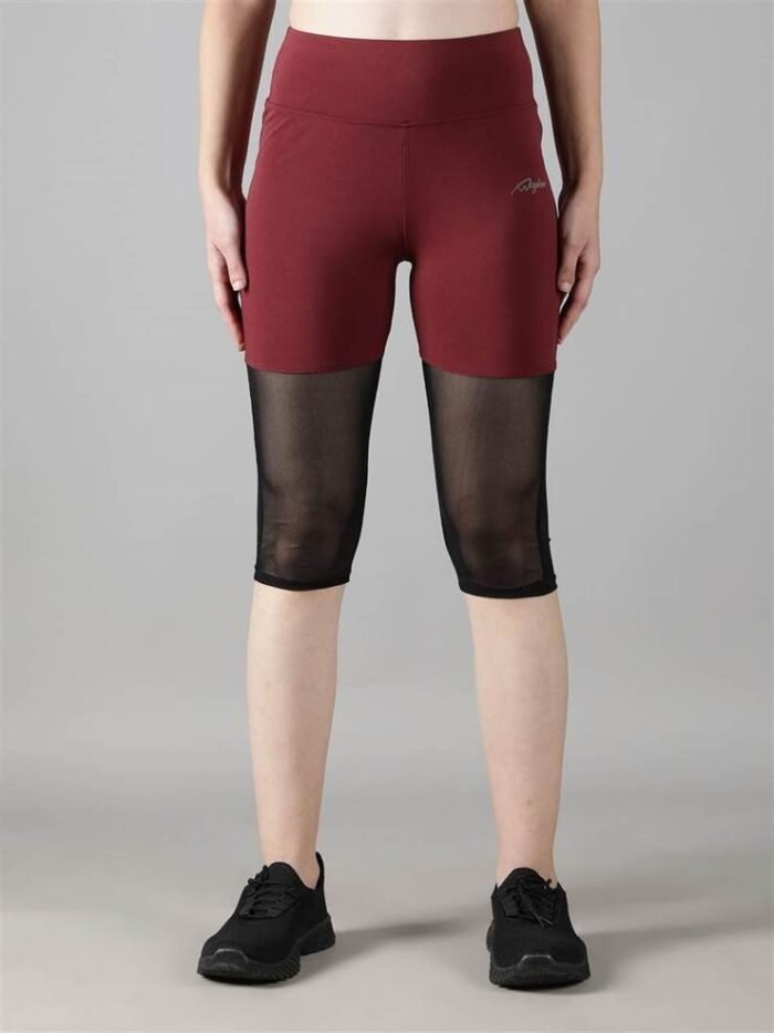 Waylene Women's Track Suit with Stylish Capri Tights in Wine Color for Active Wear, Shop Online, Buy Online - Image 4