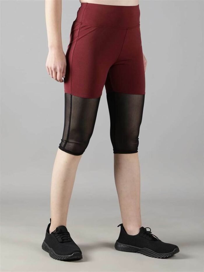 Waylene Women's Track Suit with Stylish Capri Tights in Wine Color for Active Wear, Shop Online, Buy Online - Image 6