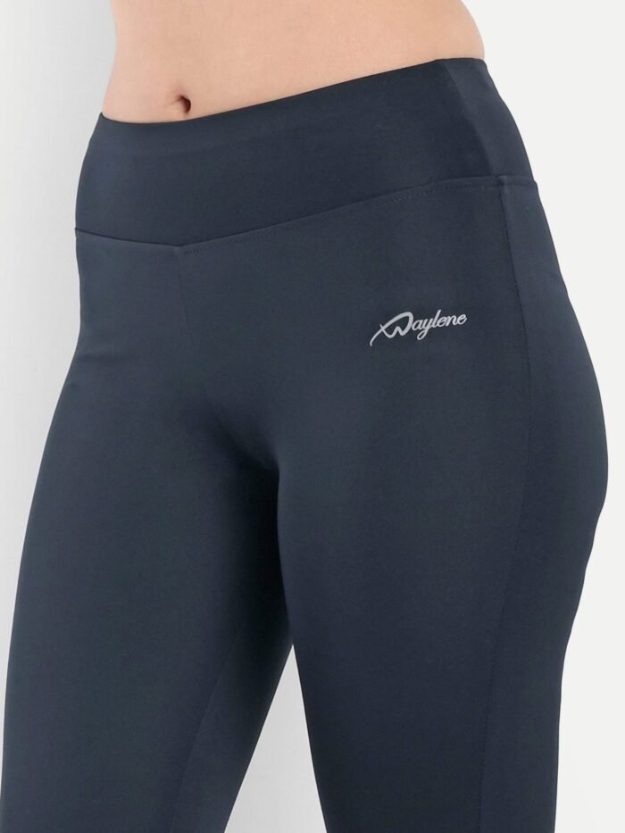 Buy Online Waylene Women's Navy Blue High-Waisted Plain Sports Capris | Comfortable Yoga & Gym Wear for Women | Shop Online India - Image 4