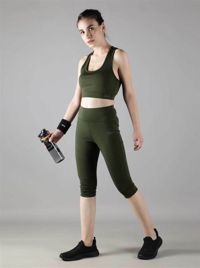 Waylene Olive Green Capri Tights Track Suit for Women, Shop Online, Buy Online ? Ideal for Gym and Casual Outings