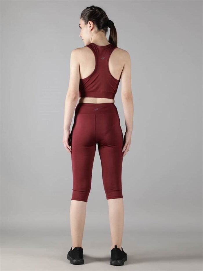 Waylene Wine Color Tracksuit with Capri Tights for Women, Shop Online, Buy Online - Ideal for Gym & Casual Wear - Image 3