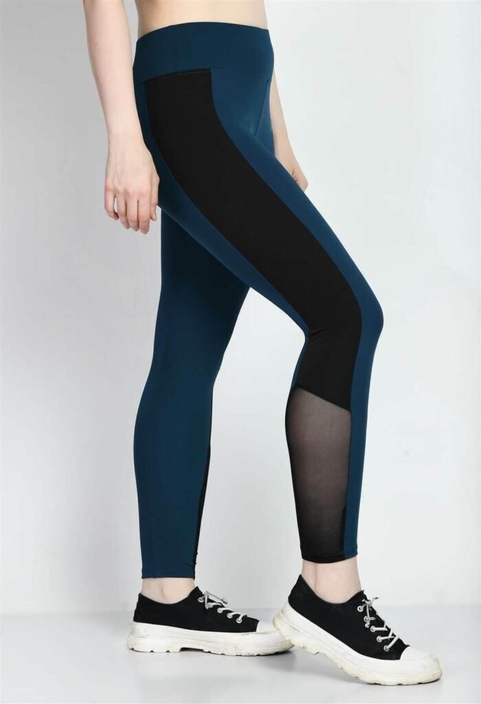 Waylene Teal Blue Color Block Tights for Women, Shop Online, Buy Online - Perfect for Fitness Enthusiasts - Image 6