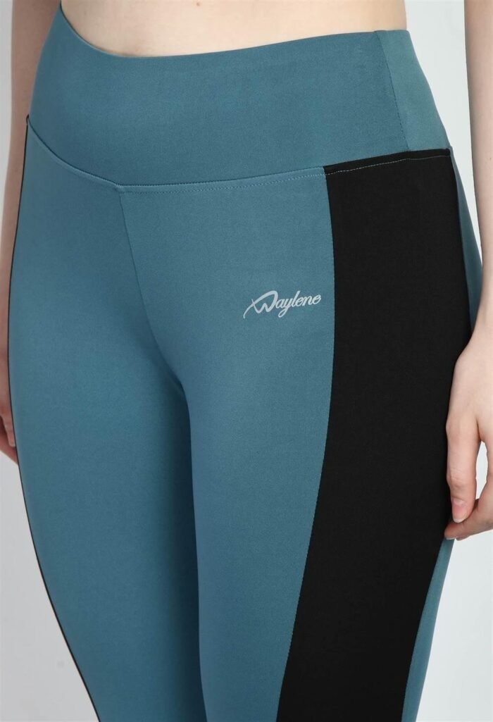 Waylene Air Force Blue Color Block Tights for Women, Ideal for Gym & Casual Wear, Shop Online, Buy Online - Image 6